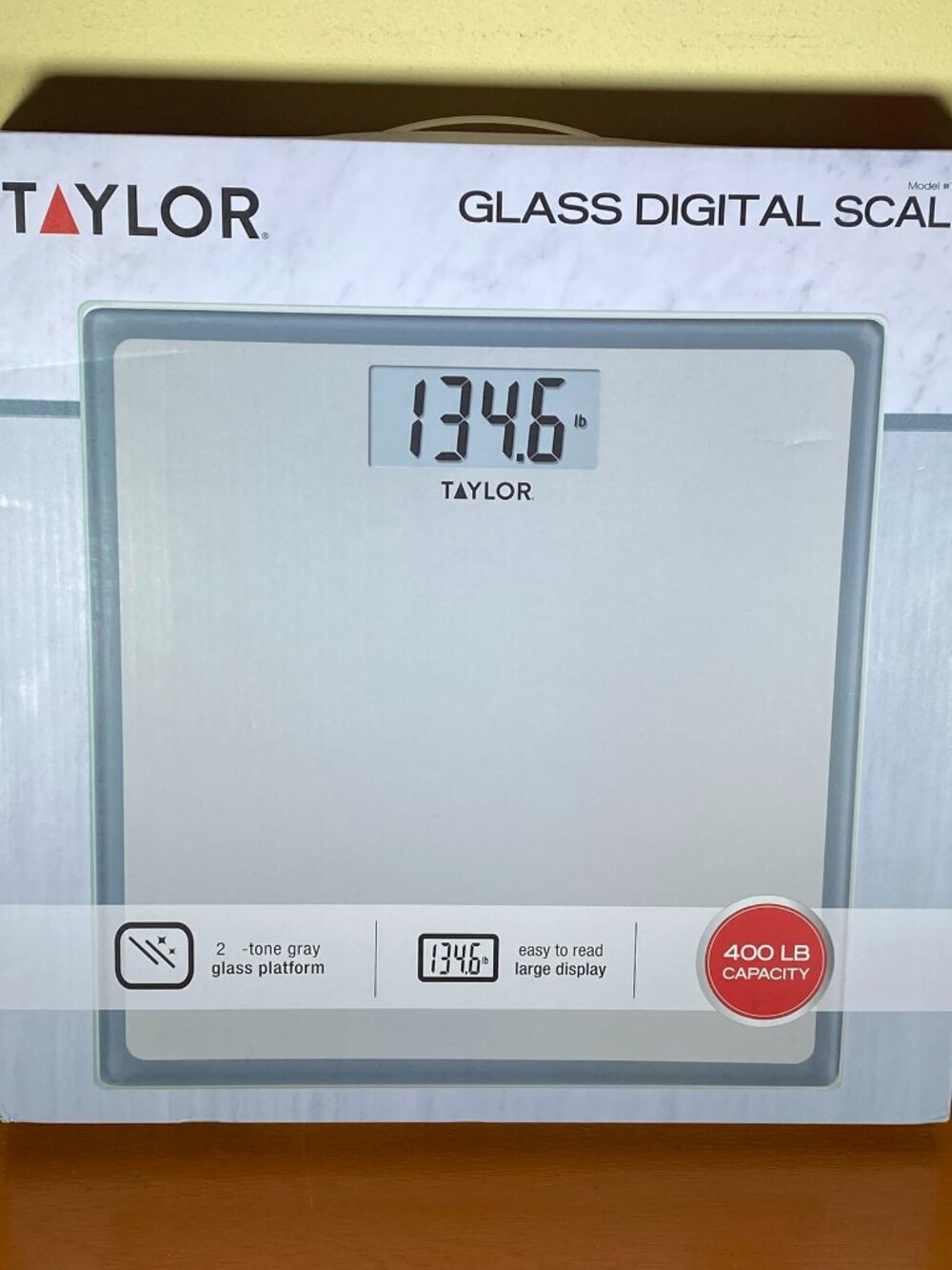 New, Taylor Digital Weight Scale 400lb Weight Limit Taylor #7558, Glass